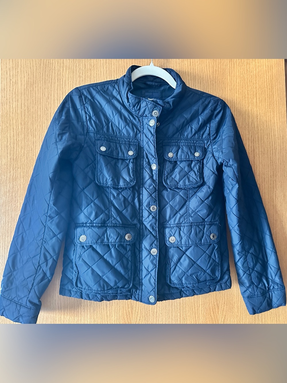 GapKids Girls Navy Blue Quilted Utility Jacket 4 Pocket Size XL 12